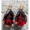 Image 1 : 10K YELLOW GOLD GARNET 1.45CT & DIA EARRINGS
