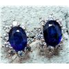 Image 1 : SILVER SAPPHIRE 2CT & CZ EARRINGS