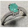 Image 3 : SILVER EMERALD 1CT AND CZ RING