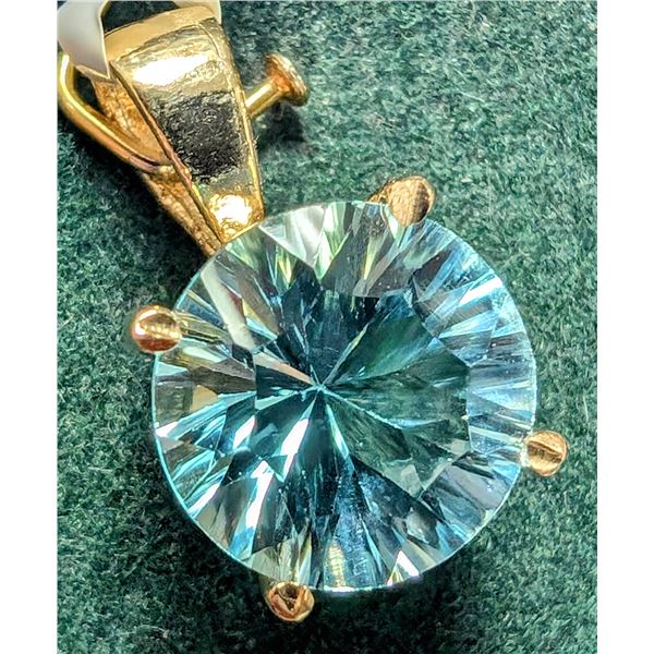 14K YELLOW GOLD 1.48G BLUE TOPAZ 3.1CT PENDANT