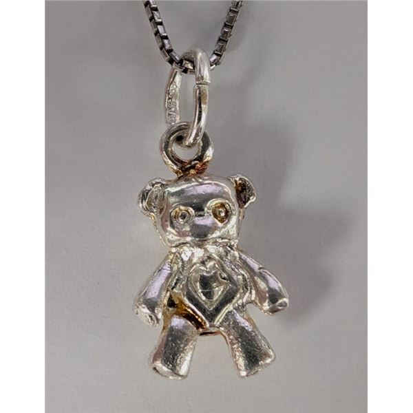 SILVER BEAR 16" NECKLACE