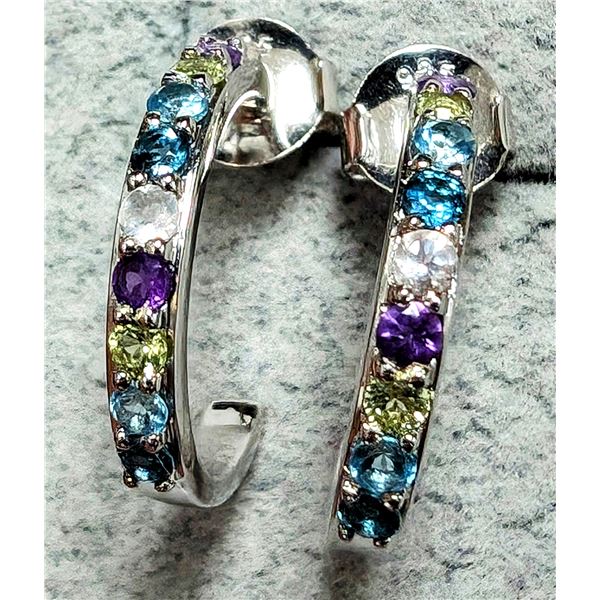 SILVER GENUINE MULTI GEMSTONE EARRINGS