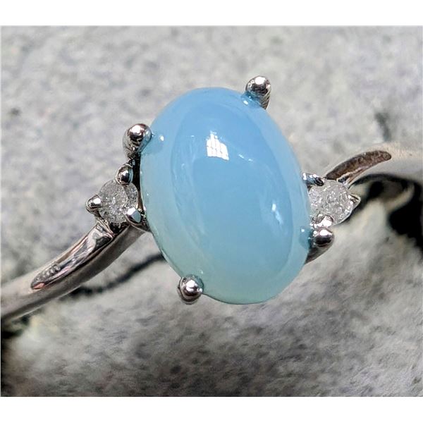 SILVER CHALCEDONY AND NATURAL DIA 0.02CT RING