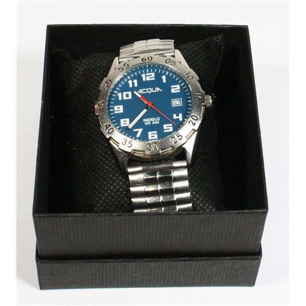 ACQUA INDIGLO STAINLESS STEEL STRETCH BAND WRIST