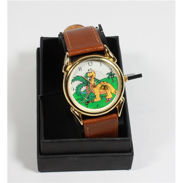 DINO THEMED WATCH WITH LEATHER WATCH BAND