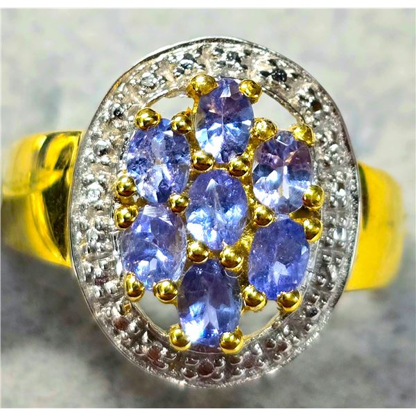 SILVER TANZANITE 2.25CT 4.35G RING (~SIZE 7.25)