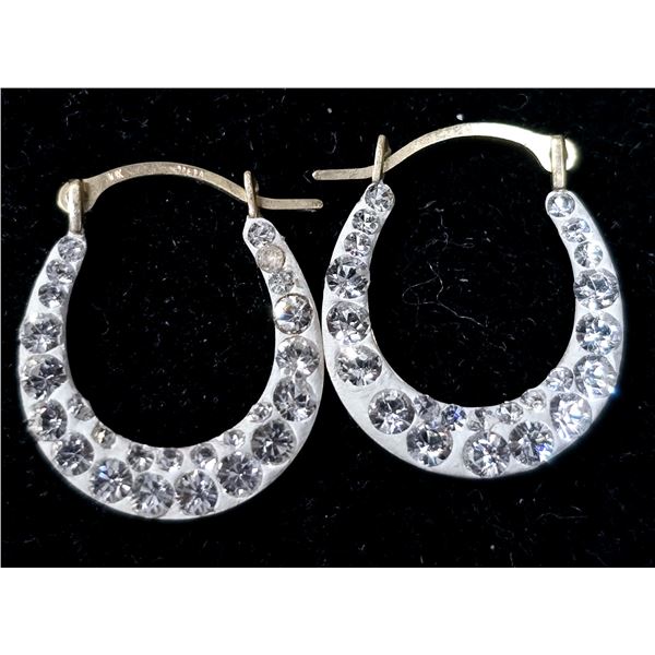 10K 0.59G CRYSTAL HOOP EARRINGS