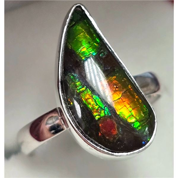 SILVER CANADIAN AMMOLITE RING