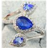 Image 1 : SILVER SAPPHIRE AND CZ RING (~SIZE 7.25)