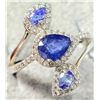 Image 2 : SILVER SAPPHIRE AND CZ RING (~SIZE 7.25)