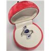 Image 3 : SILVER SAPPHIRE AND CZ RING (~SIZE 7.25)