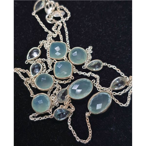 SILVER 17G 36" GEMSTONE NECKLACE