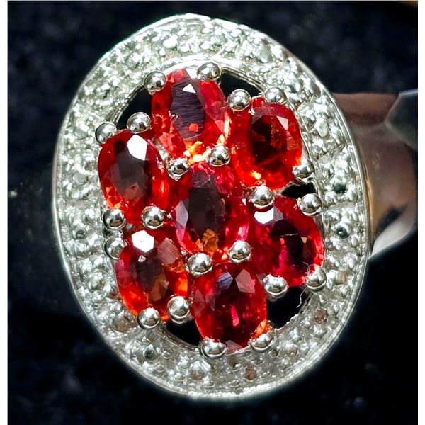 SILVER ORANGE SAPPHIRE AND CZ 1.95CT