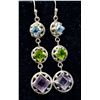 Image 2 : SILVER PERIDOT AME AND TOPAZ 10.9G EARRINGS