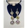Image 3 : SILVER PERIDOT AME AND TOPAZ 10.9G EARRINGS