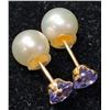 Image 2 : 10K TANZANITE AND PEARL 2IN1 EARRINGS