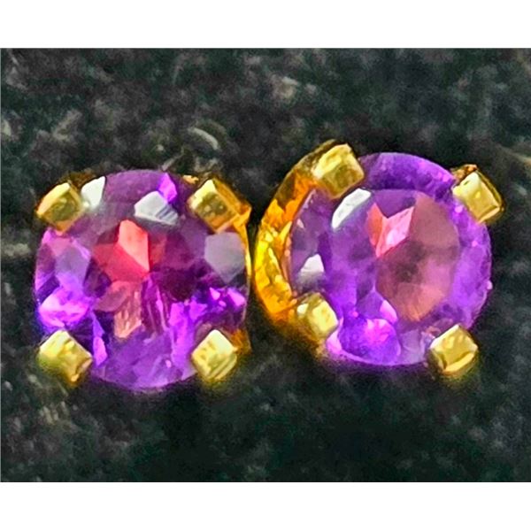 14K AMETHYST 3MM EARRINGS