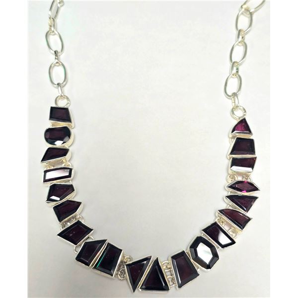 SILVER GARNET 48G APP 50CT 18" NECKLACE
