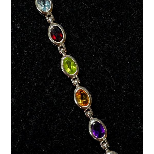 SILVER GENUINE GEMSTONE 6.3CT 11.2G 7.5" BRACELET