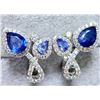 Image 1 : SILVER SAPPHIRE AND CZ EARRINGS
