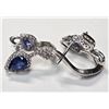 Image 2 : SILVER SAPPHIRE AND CZ EARRINGS