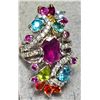 Image 1 : SILVER RUBY SAPPHIRE ZIRCON ETC 9G RING (~SIZE 5)