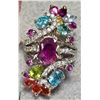 Image 2 : SILVER RUBY SAPPHIRE ZIRCON ETC 9G RING (~SIZE 5)