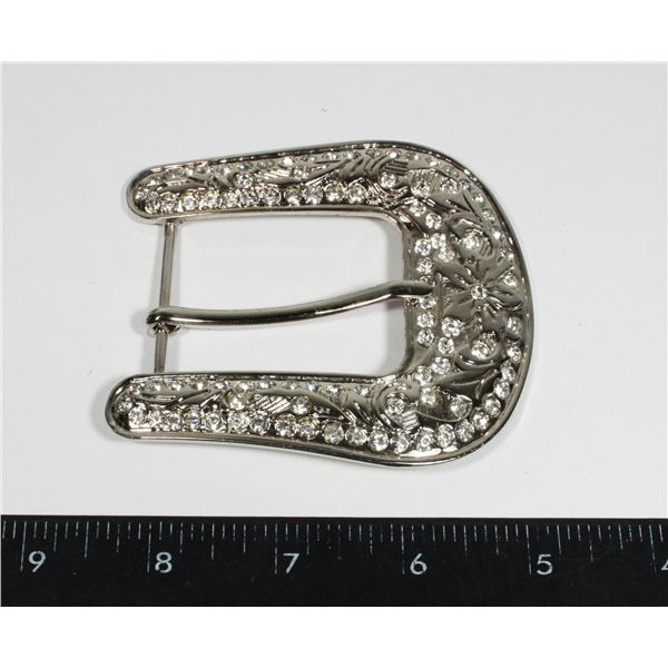 SILVER TONE RHINESTONE REPLACEMENT BELT BUCKLE