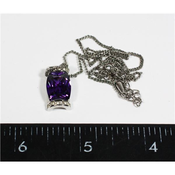 PURPLE RECTANGULAR RHINESTONE WITH CLEAR