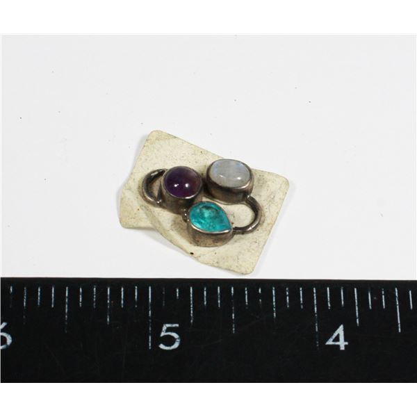 AMETHYST, MOONSTONE AND BLUE TOPAZ PENDANT