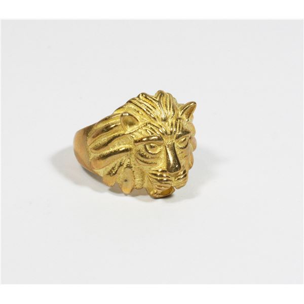 GOLD TONE SIZE 10.5 LION HEAD DESIGN RING