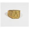 Image 1 : GOLD TONE SIZE 11 CREST DESIGN SIGNET RING