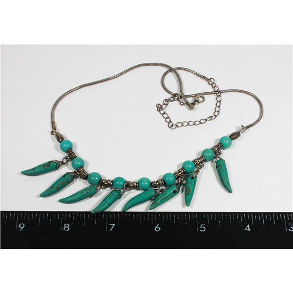 SOUTH WESTERN FAUX TURQUOISE FRIDGE NECKLACE