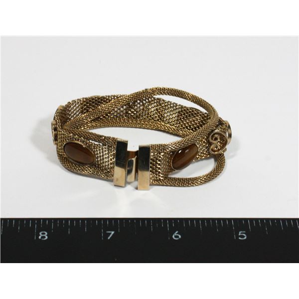 CELEBRITY NY TIGER EYE GOLD TONE MESH BRACELET