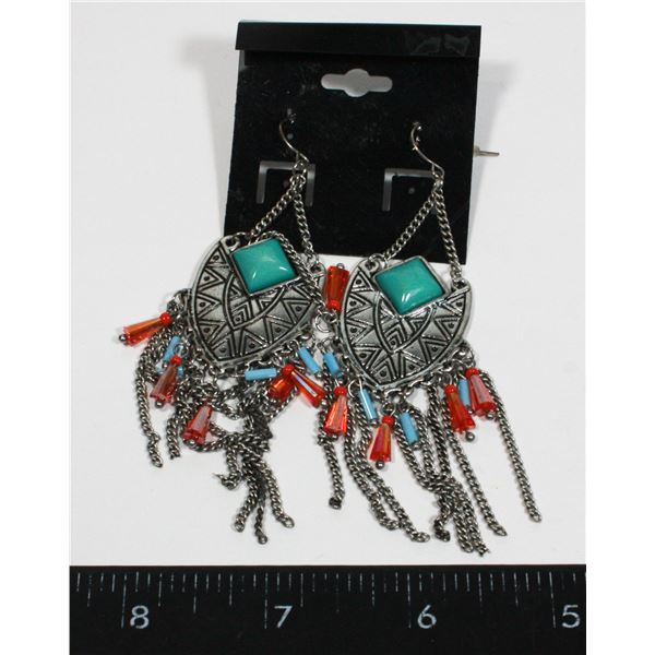 EARRINGS WITH TURQUOISE ROCKS