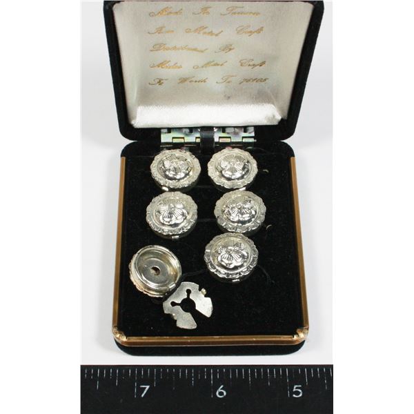 SET OF 6 SILVER TONE BUTTON COVERS