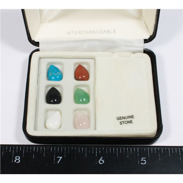 SET OF SIX TEAR DROP STONE GEM STONES