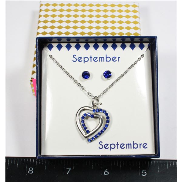 SEPTEMBER GIFT BOX NECKLACE AND EARRINGS
