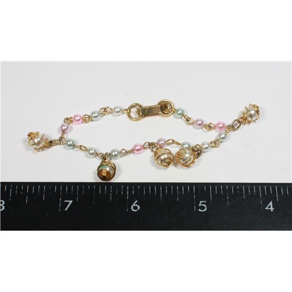 DAINTY GOLD TONE BEAD BRACELET