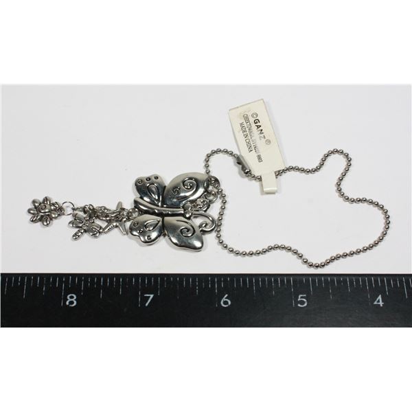 SILVER TONE BUTTERFLY CHARM ON CHAIN