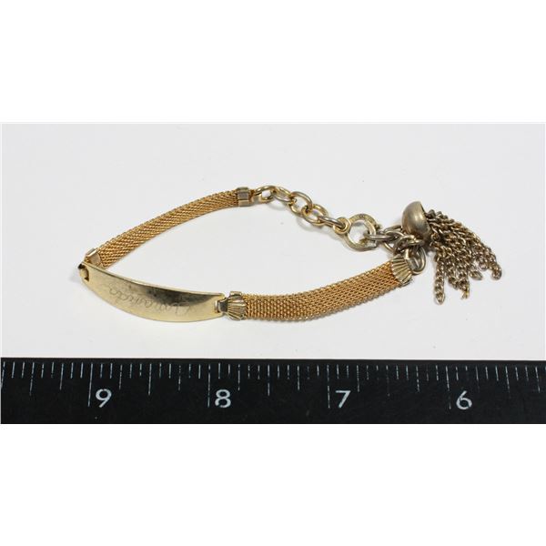 "AMANDA" GOLD TONE ID BRACELET