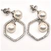 Image 1 : SILVER PEARL CZ(8.75CT) RHODIUM PLATED EARRINGS
