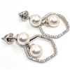 Image 3 : SILVER PEARL CZ(8.75CT) RHODIUM PLATED EARRINGS