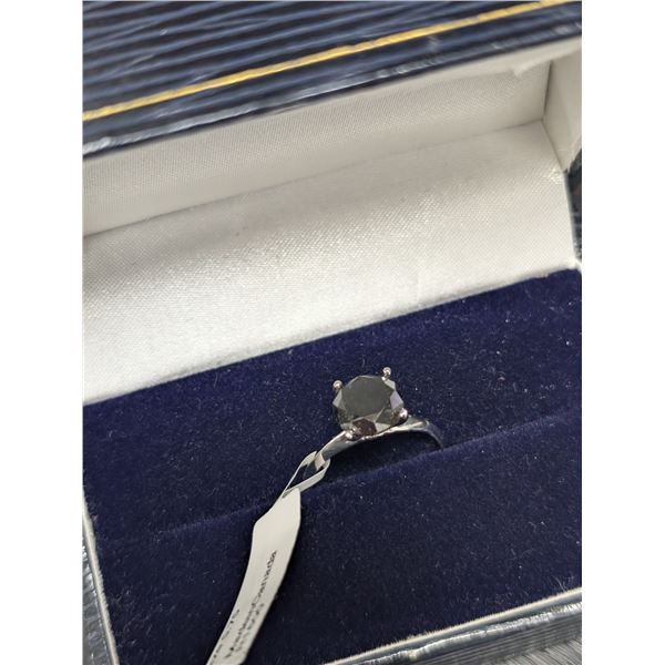 14K WHITE GOLD 2.07G BLACK DIAMOND 2.5CT RING