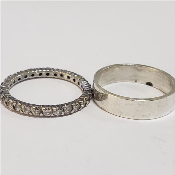 SILVER LOT OF 2 CUBIC ZIRCONIA RING(~WEIGHT 3.97G)