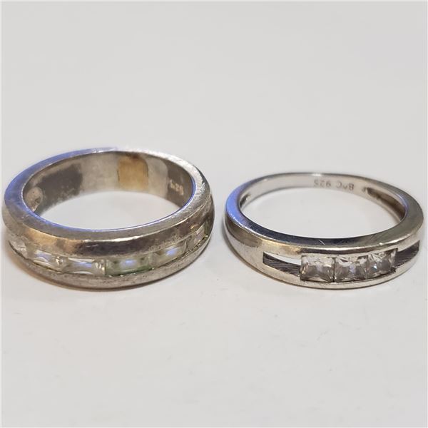 SILVER LOT OF 2 CUBIC ZIRCONIA RING(~WEIGHT 7.28G)