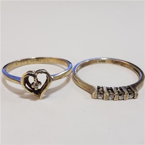 SILVER LOT OF 2 CUBIC ZIRCONIA RING