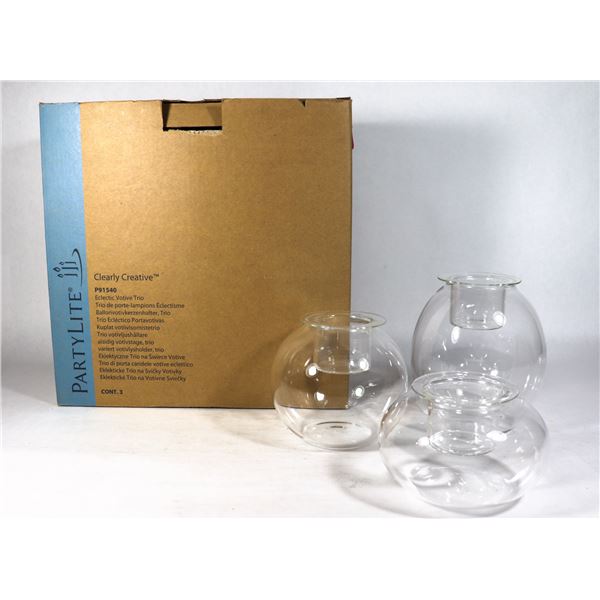 PARTYLITE CLEARLY CREATIVE  ECLECTIC VOTIVE TRIO