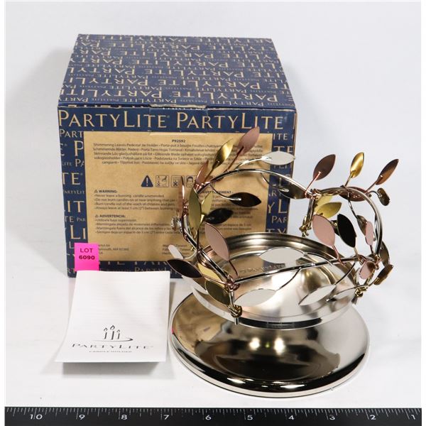PARTYLITE SHIMMERING LEAVES PEDESTAL JAR HOLDER
