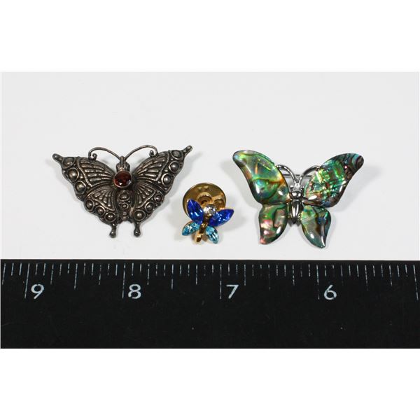 THREE BUTTERFLY THEMED PINS